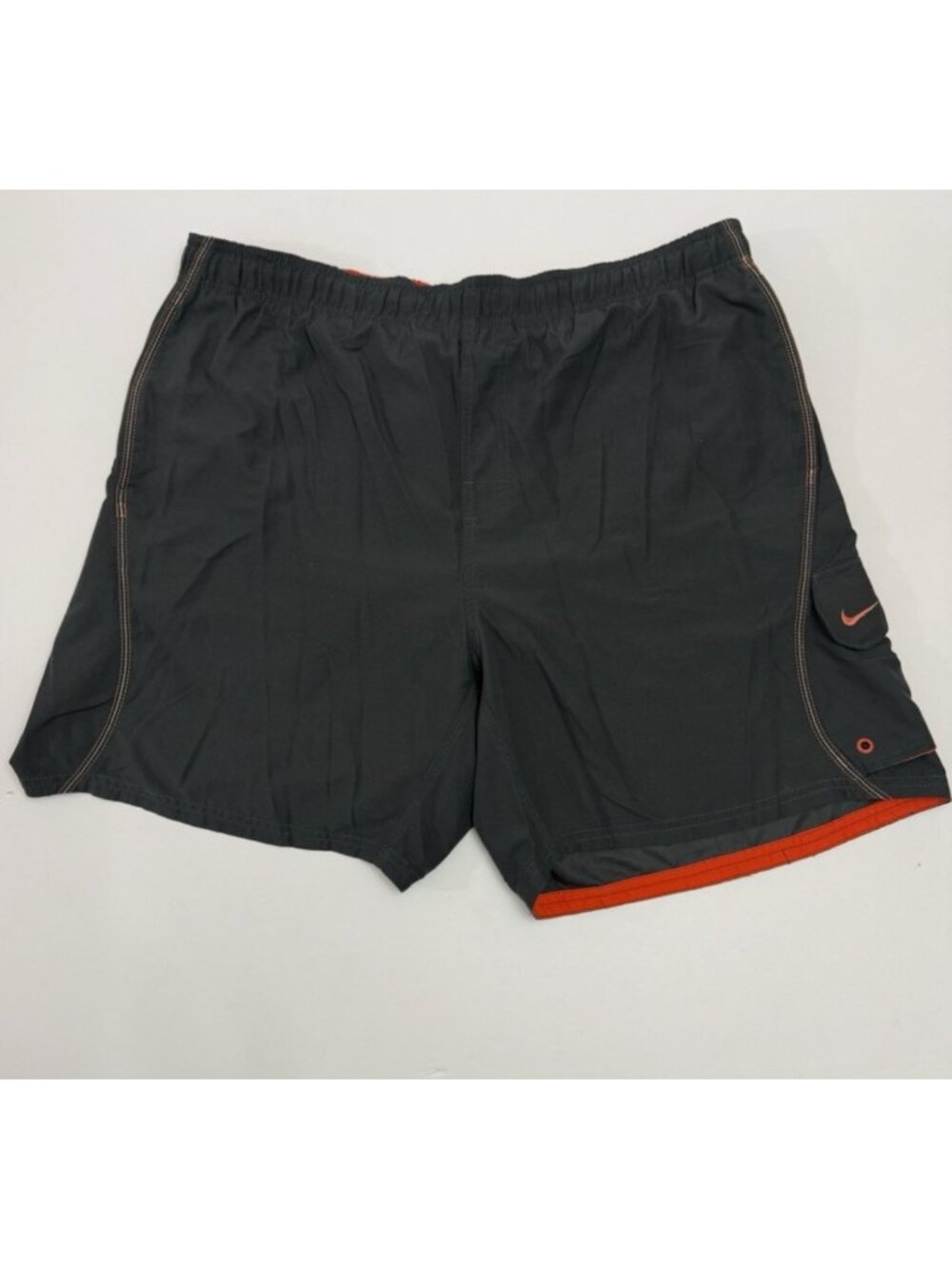 Nike Swim Trunks Men’s XL Black Orange Lined Board Shorts Mesh Pocket Beach